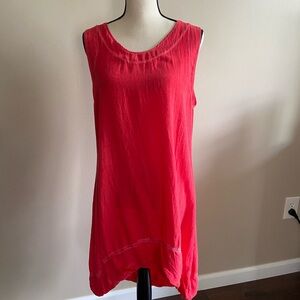 Kekoo Women's High Low Dress - Vibrant Pinkish Red Size Large
